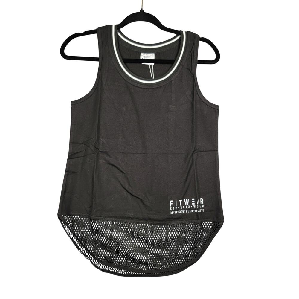 Fitwear Mesh Scoop Singlet Womens M+ US 8 Black Tank Top NWT